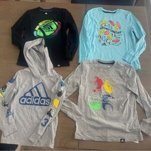 Adidas Kids Graphic Long Sleeve Shirts - Black, Blue, Gray